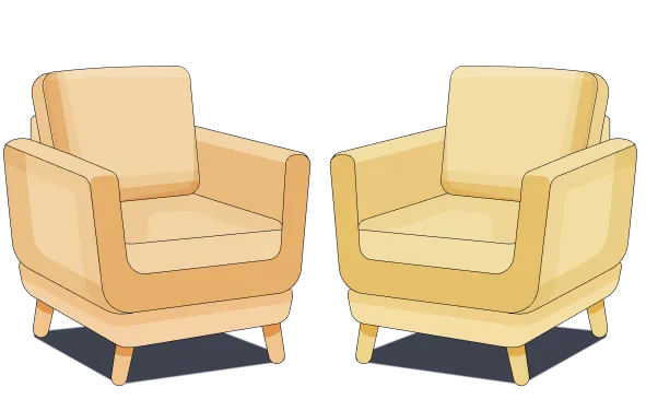 A couple of chairs sitting next to each other.